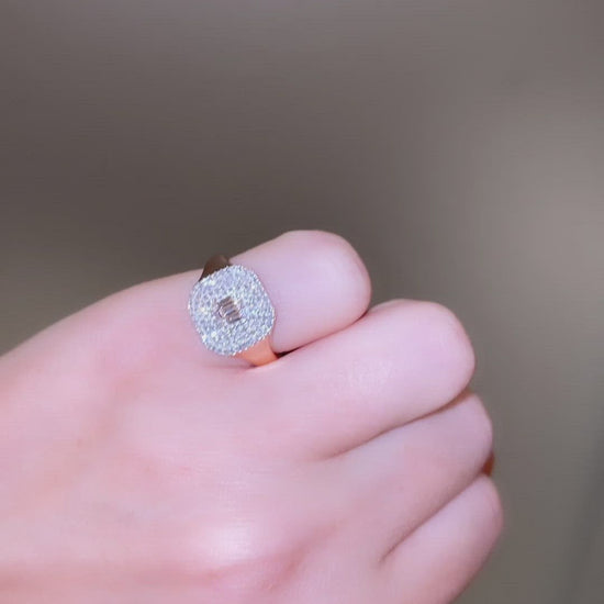 Diamond Square Shape Signet Ring - Video