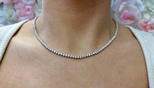 Load image into Gallery viewer, Three Prong Diamond Straight Line Tennis Necklace 2