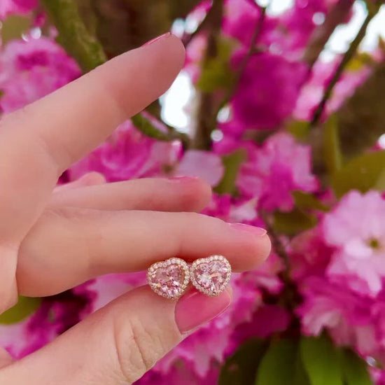 Pink Morganite and Diamond Heart Earrings - Video