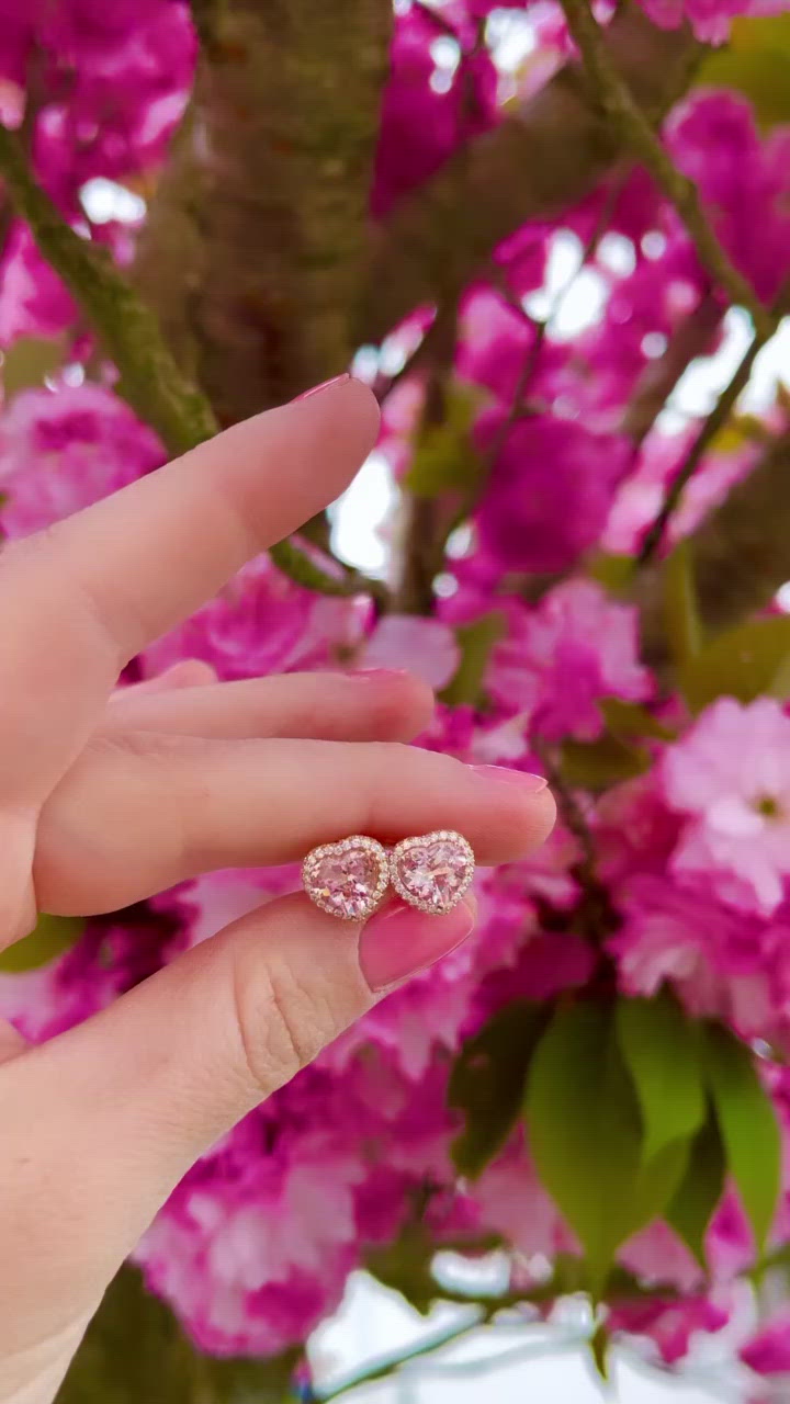 Pink Morganite and Diamond Heart Earrings - Video