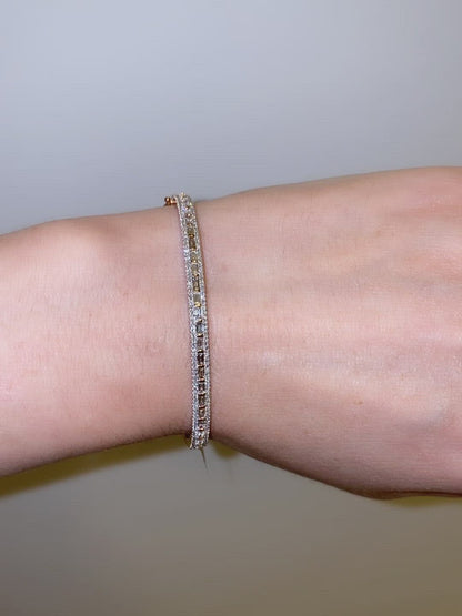Round and Baguette Diamond Bangle - Video