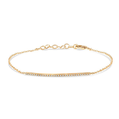 Yellow Gold Diamond Pave Bar Bracelet