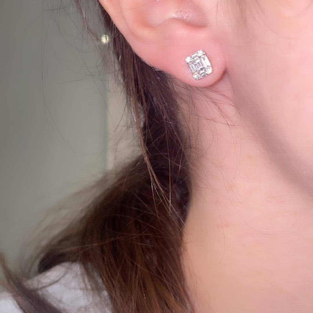 Diamond Illusion Stud Earrings - Video