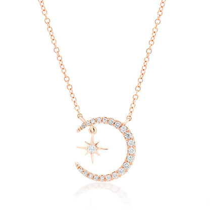 Diamond Moon and Star Pendant