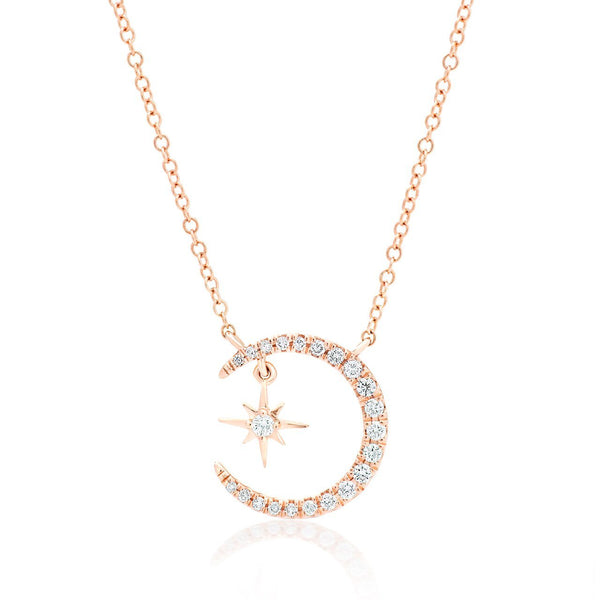 Womens 1/10 CT. T.W. Mined Diamond 14K Gold Over Silver Moon Star Pendant  Necklace - JCPenney