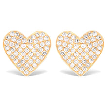 Load image into Gallery viewer, Medium Size Pave Diamond Heart Stud Earrings