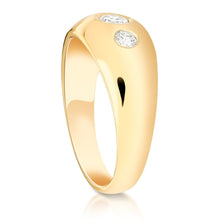 Load image into Gallery viewer, 18k Gold Gypsy Three Stone Diamond Ring