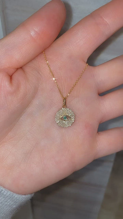 Evil Eye Diamond Circle Pendant