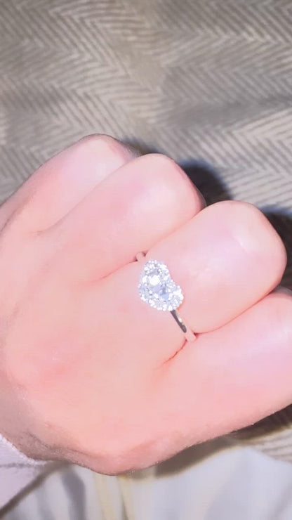 Round and Baguette Diamond Heart Ring - Video