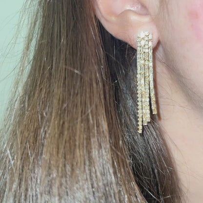 Four Row Diamond Strand Earrings - Video