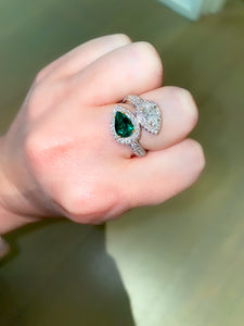 Emerald and Diamond Snake Wrap Ring 2