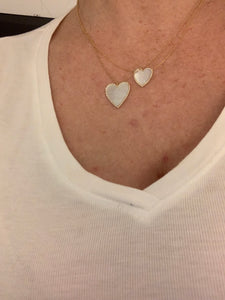 Large Mother of Pearl Diamond Heart Pendant Three