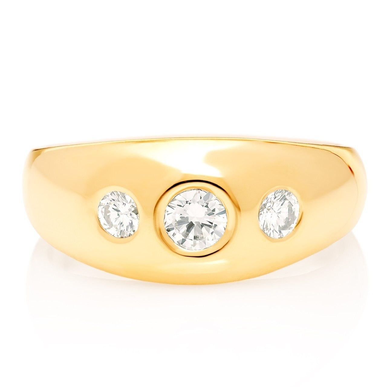 18k Gold Gypsy Three Stone Diamond Ring