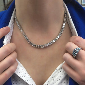 Platinum Emerald Cut Necklace