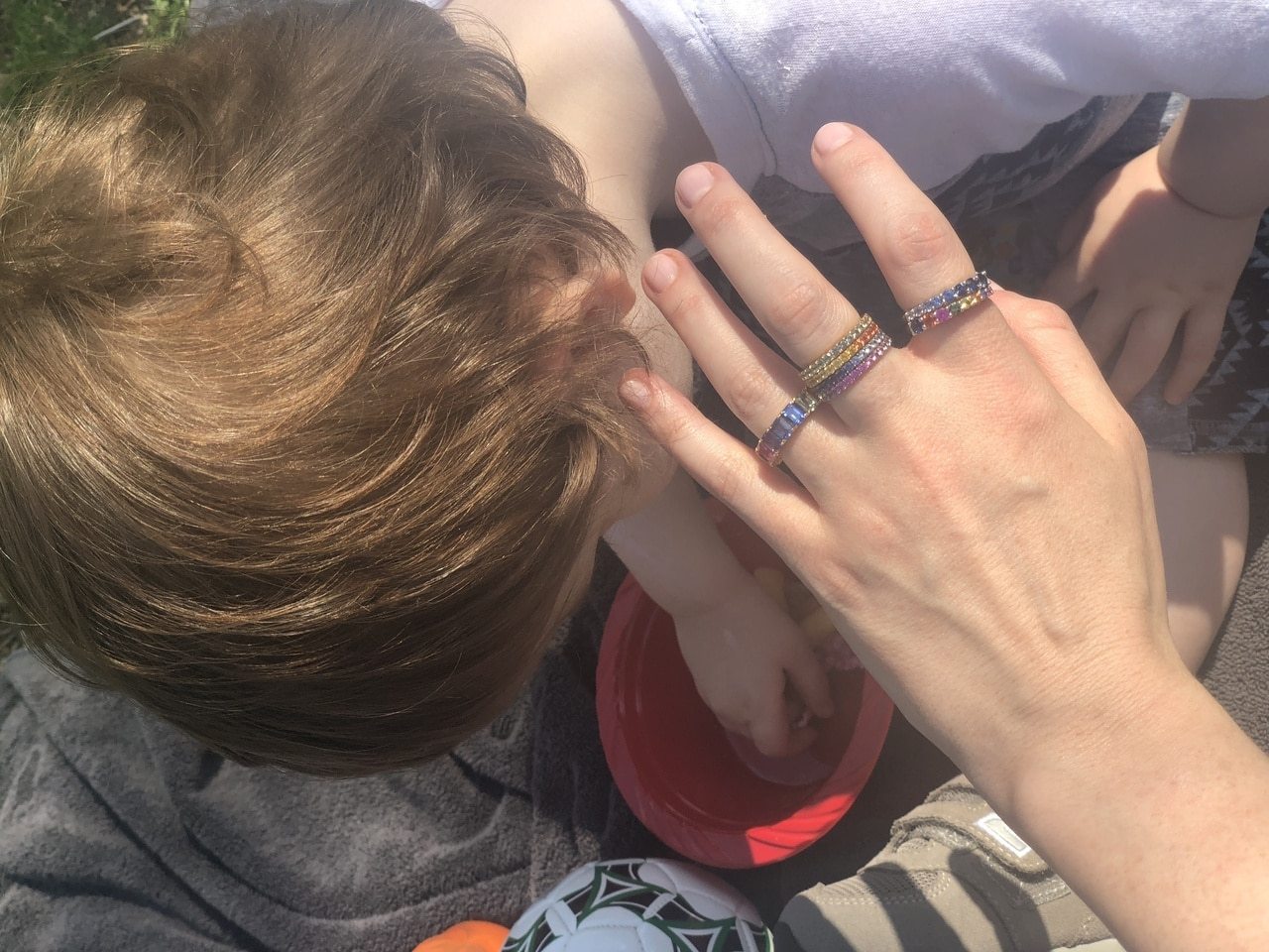 White Gold Blue Sapphire Ombre Eternity Ring