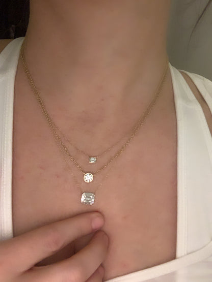 Round and Baguette Diamond Pendant 3