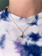 Load image into Gallery viewer, Large Diamond and Sapphire Evil Eye Pendant 2