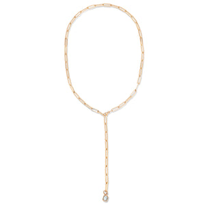 Long Oval Link Gold Chain with Diamond Charm
