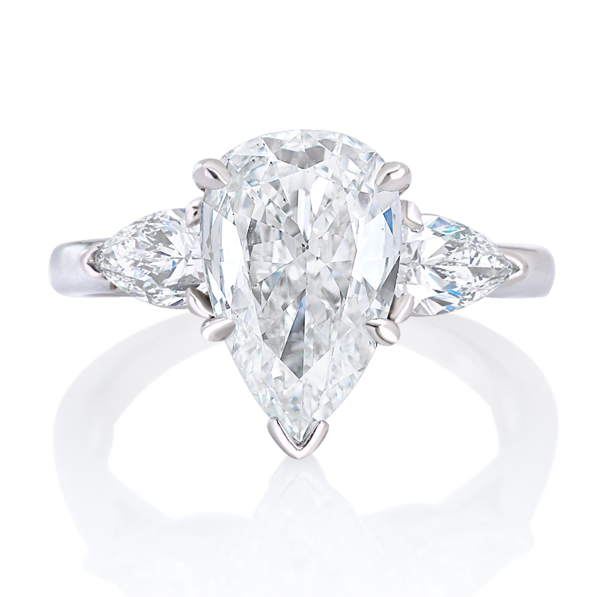 Three Stone Pear Diamond Engagement Ring