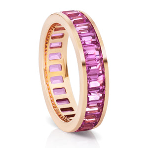 Pink Sapphire Channel Set Eternity Band - Two