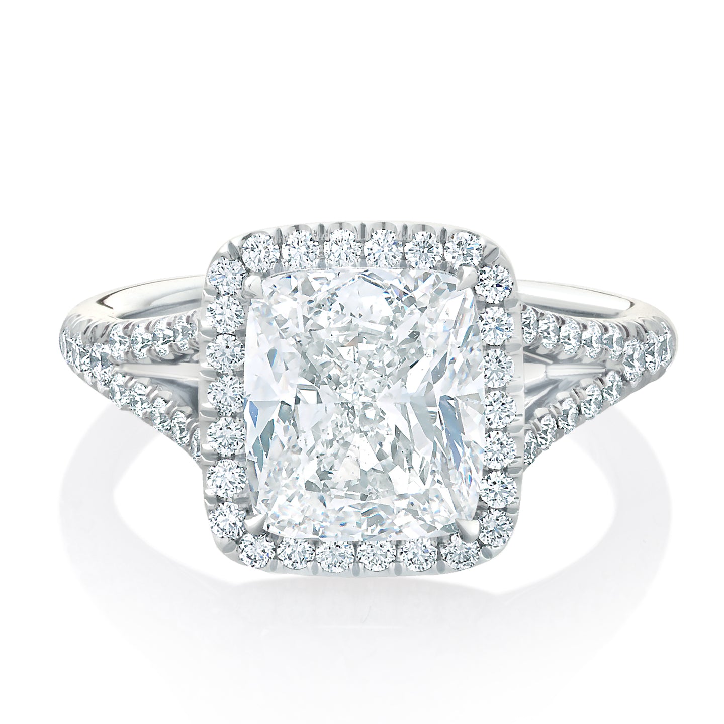 Cushion Cut Split Shank Diamond Engagement Ring