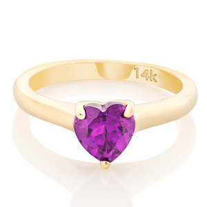 Solitaire Set Gem Stone Heart Pinky Ring