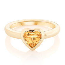Load image into Gallery viewer, Bezel Set Gemstone Heart Ring - Citrine