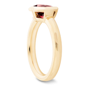 Bezel Set Gemstone Heart Ring - Red Garnet Two