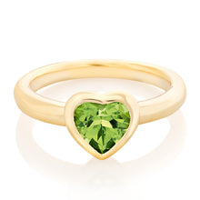 Load image into Gallery viewer, Bezel Set Gemstone Heart Ring - Peridot
