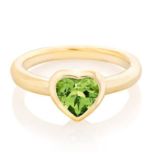 Bezel Set Gemstone Heart Ring - Peridot