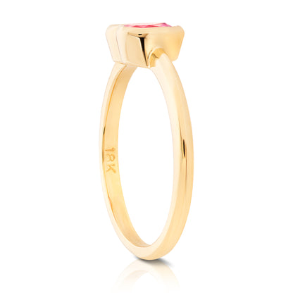 Pink Sapphire Heart Pinky Ring Two
