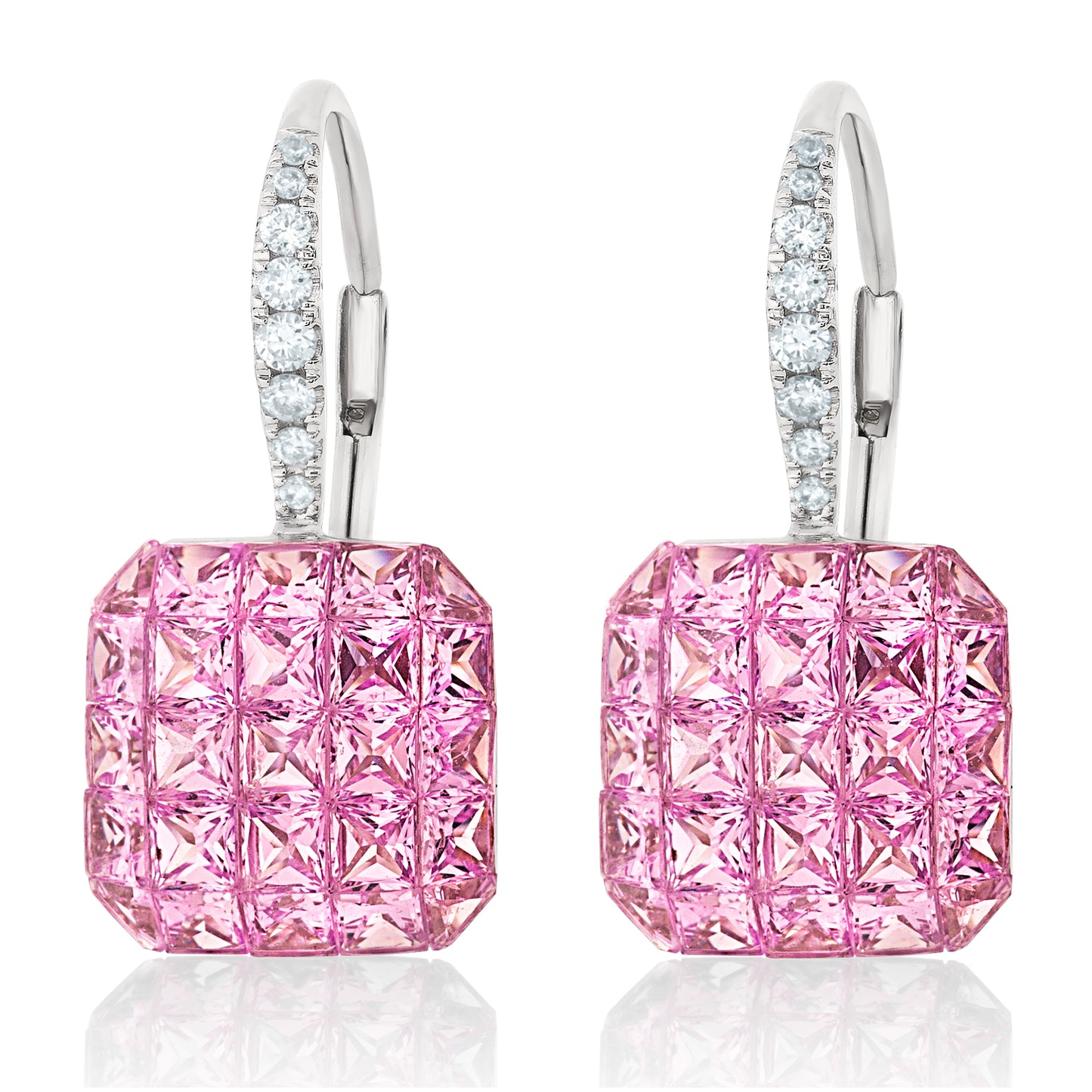 Pink Sapphire Hanging Earrings