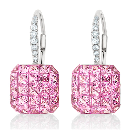 Pink Sapphire Hanging Earrings