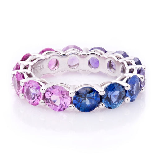 Round Cut Ombre Sapphire Band