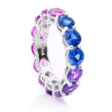 Load image into Gallery viewer, Round Cut Ombre Sapphire Band Two