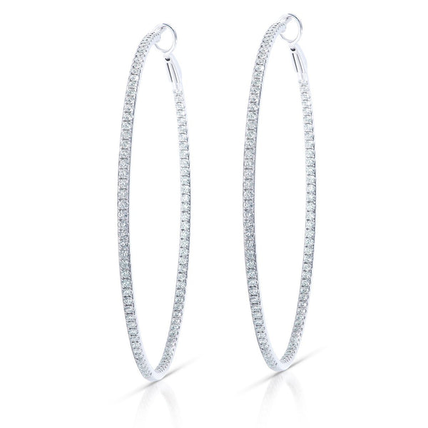 An elegant pair of marquise and round brilliant cut diamond hoop earrings  in 18ct white gold (In stock) | Purely Diamonds