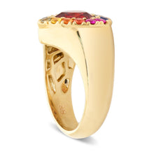 Load image into Gallery viewer, Rubellite Heart and Sapphire Rainbow Pinky Ring