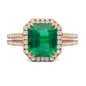 Rose Gold Emerald and Diamond Ring
