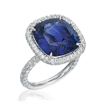 Load image into Gallery viewer, Cushion Cut Sapphire and Diamond Ring