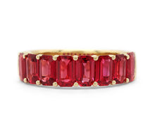 Load image into Gallery viewer, Emerald Cut Ruby Half Way Band