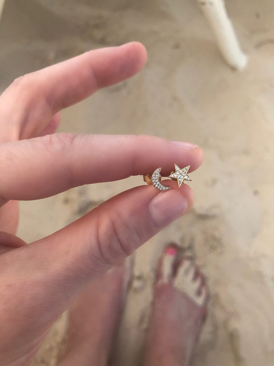 Diamond Moon and Star Earrings