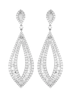 Baguette and Round Diamond Hanging Earrings