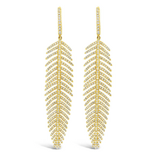 Load image into Gallery viewer, Medium Feather Diamond Earrings - Gold
