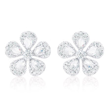 Load image into Gallery viewer, Diamond Rose Cut Flower Earrings