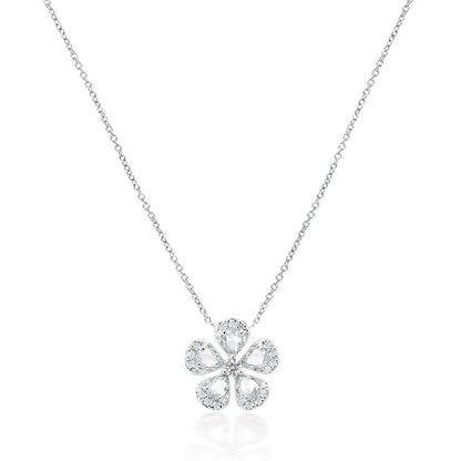 Rose Cut and Round Diamond Flower Pendant