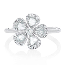 Load image into Gallery viewer, Rose Cut and Round Diamond Flower Ring