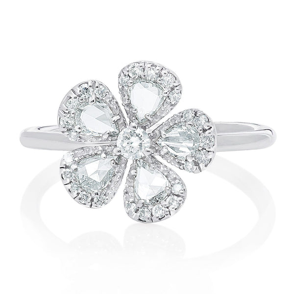 Rose Cut and Round Diamond Flower Ring – Nicole Rose Fine