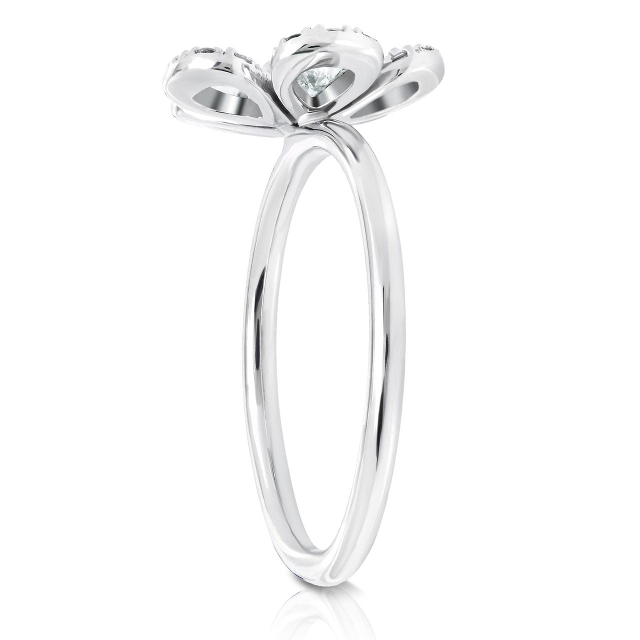 Rose Cut and Round Diamond Flower Ring