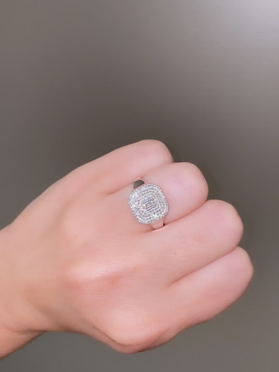 Diamond Square Shape Signet Ring - Video 2