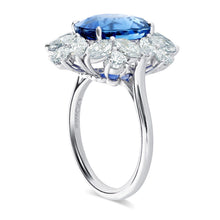 Load image into Gallery viewer, Platinum Oval Sapphire and Fancy Cut Diamond Ring